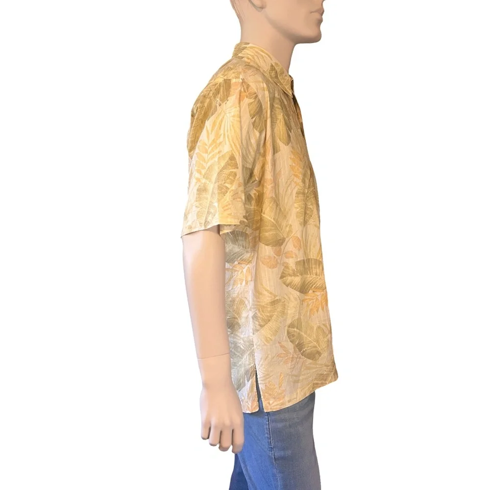 Tori Richard Cotton Lawn Hawaiian Tiki Shirt Leaf Print Made in Hawaii NWOT - Picture 3 of 13